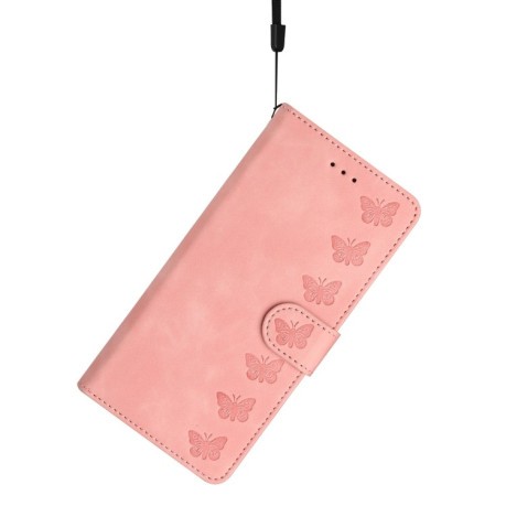 Чохол-книжка Seven Butterflies Embossed Leather для Xiaomi Redmi Note 14 4G - рожевий