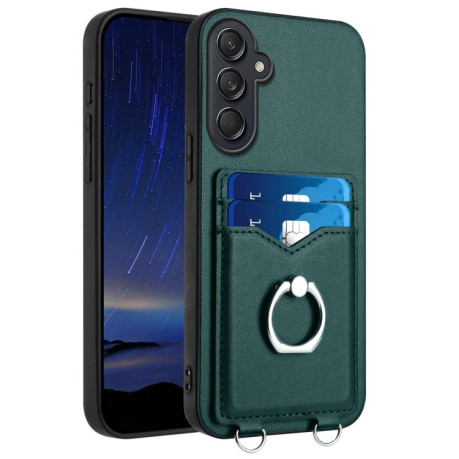 Противоударный чехол R20 Ring Card Holder для Samsung Galaxy M55 / C55 5G - зеленый