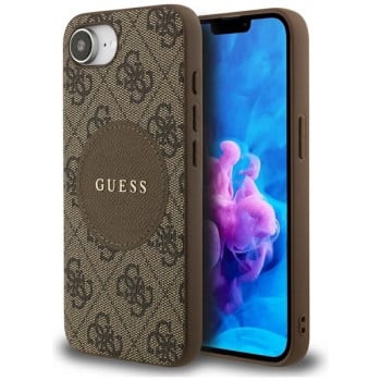Оригинальный чехол Guess 4G Circle Classic MagSafe для iPhone 16e - Brown