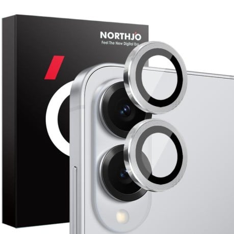 Захисне скло на камеру NORTHJO Camera Lens Protector CD Metal Ring на Samsung Galaxy S25 Edge 5G - сріблясте