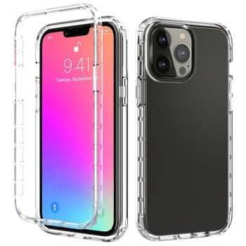 Противоударный чехол Two-color Gradual Change для iPhone 13 Pro Max - прозрачный