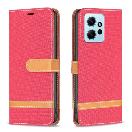 Чехол-книжка Color Matching Denim Texture на Xiaomi Redmi Note 12 4G - красный