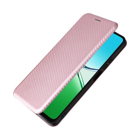 Чехол-книжка Carbon Fiber Texture на OPPO A5 5G/4G Global - розовый