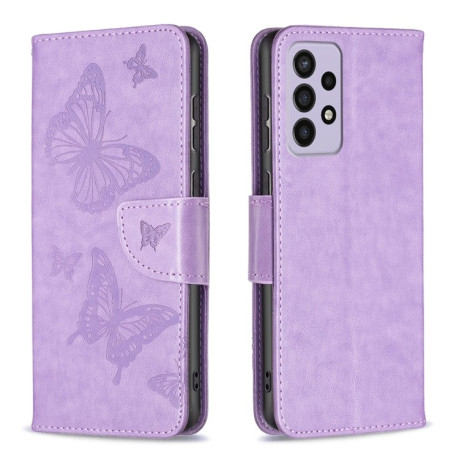 Чехол-книжка Butterflies Pattern на Samsung Galaxy A73 5G  - фиолетовый