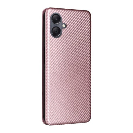 Чохол-книжка Carbon Fiber Texture на Samsung Galaxy A07 4G - рожевий