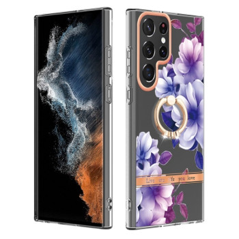 Протиударний чохол Ring IMD Flowers для Samsung Galaxy S23 Ultra 5G - Purple Begonia
