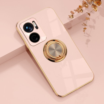 Противоударный чехол 6D Electroplating Full Coverage with Magnetic Ring для Xiaomi Redmi Note 11E/Redme 10 5G - розовый