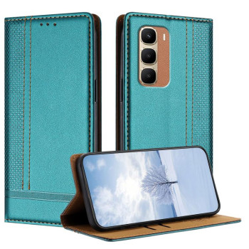 Чохол-книжка з веганської шкіри з прострочкою Stitching Design Scratch-Resistant Vegan Leather на Infinix Hot 70 4G — зелений