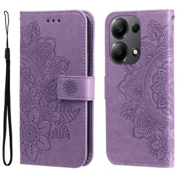 Чехол-книжка 7-petal Flowers Embossing для Xiaomi Redmi Note13 Pro 4G Global/Poco M6 Pro 4G - фиолетовый