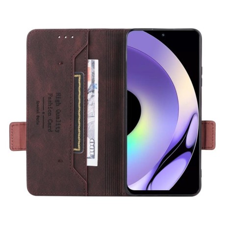 Чехол-книжка Magnetic Clasp Flip для Realme 10 Pro - коричневый