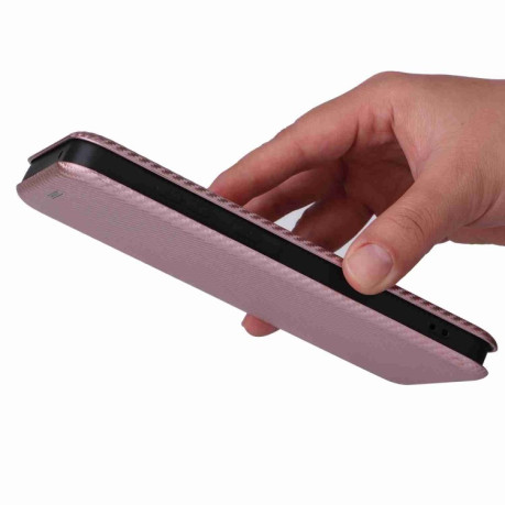 Чехол-книжка Carbon Fiber Texture на Samsung Galaxy A35 5G - розовый