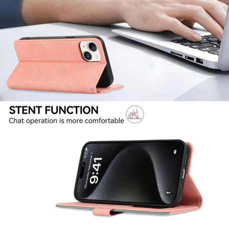 Чохол-книжка ABEEL Color Block Magnetic RFID Leather для iPhone 16e - Pink-Cyan