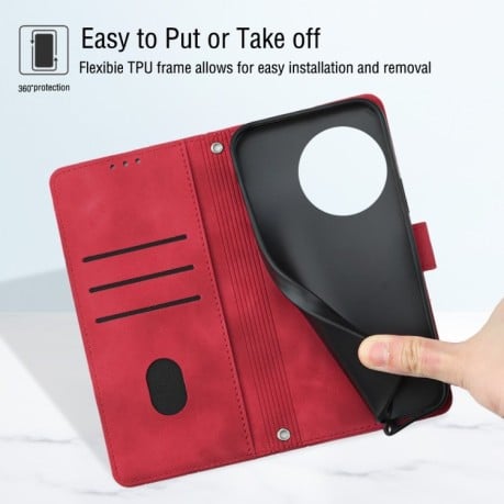 Чехол-книжка Skin-feel Embossed для OnePlus 11R / Ace 2 - красный