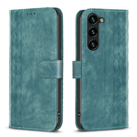 Чехол-книжка Plaid Embossed Leather для Samsung Galaxy S24 5G - зеленый