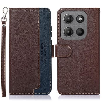 Чехол-книжка KHAZNEH Litchi Texture для Motorola Moto G15 4G / G05 - коричневый