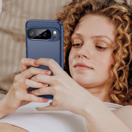 Протиударний чохол Brushed Texture Carbon Fiber на Google Pixel 10 Pro XL - синій