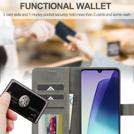 Чехол книжка LCIMEEKE Calf Texture на Xiaomi Redmi A4 5G - серый
