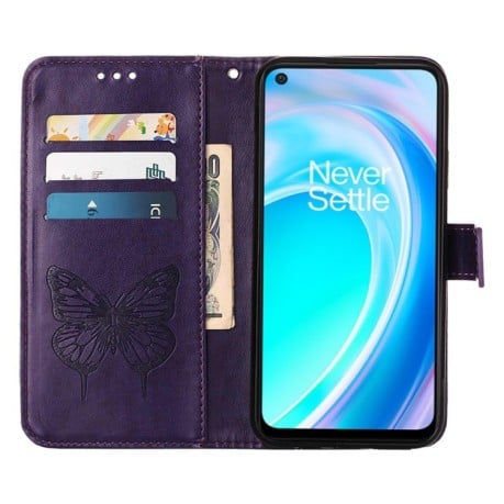 Чохол-книжка Embossed Butterfly для Realme 9 Pro/OnePlus Nord CE 2 Lite 5G - фіолетовий