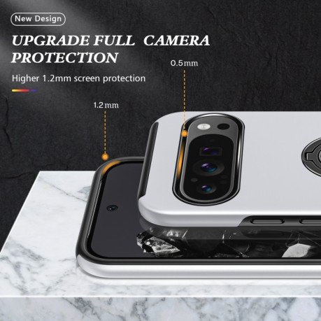 Противоударный чехол HMC 360 Degree Rotating Holder для Google Pixel 9 Pro - серебристый