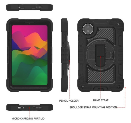 Протиударний чохол Acrylic 360 Degree Rotation Holder Leather для Redmi Pad SE 8.7 2024 - чорний