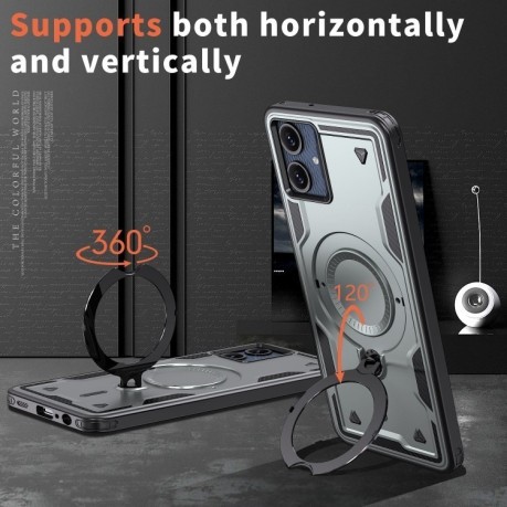 Противоударный чехол MagSafe Holder Armor PC Hybrid для Samsung Galaxy A06 4G - серый