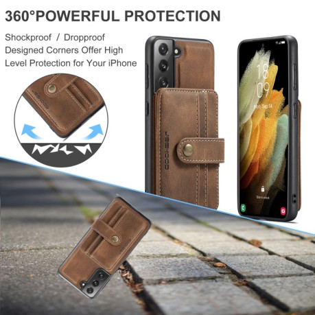 Противоударный чехол JEEHOOD RFID для Samsung Galaxy S22 5G - коричневый