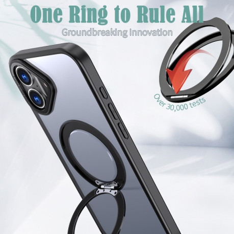 Противоударный чехол Wing Series MagSafe Magnetic Ring Holder для iPhone 16 Plus - черный