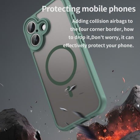 Чехол Fan Dun Series гибрид Frosted с Magsafe на iPhone 17 - зеленый