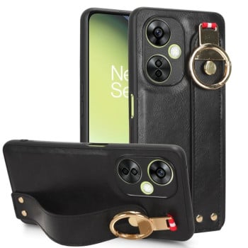 Противоударный чехол Wristband Leather Back для OnePlus Nord CE3 / CE3 Lite /N30 - черный