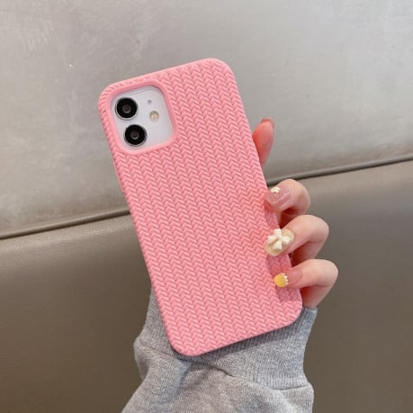 Противоударный чехол Herringbone Texture для iPhone 11 - розовый
