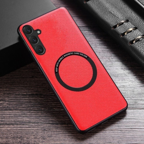 Противоударный чехол Cloth Texture PU MagSafe Magnetic на Samsung Galaxy A35 - красный