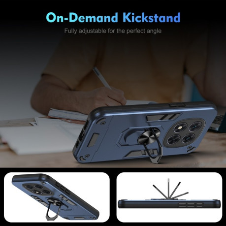 Ударозащитный чехол Metal Ring Holder для Xiaomi Redmi Note 14 Pro 5G/Poco X7 - синий