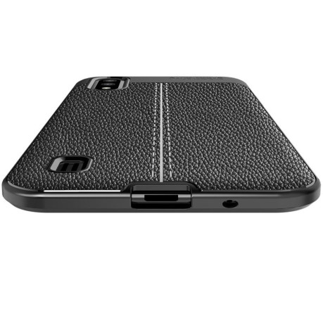 Противоударный чехол Litchi Texture на Samsung Galaxy A01 Core / M01 Core - черный