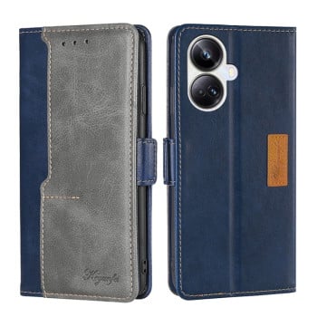 Чехол-книжка с магнитной застежкой и контрастной отделкой на Realme 10 Pro+ 5G - синий