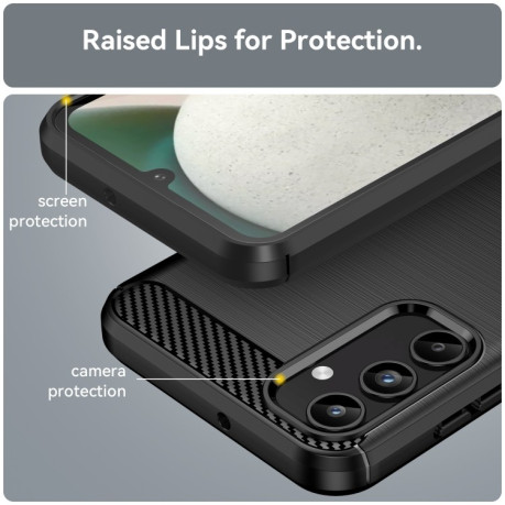 Противоударный чехол Brushed Texture Carbon Fiber на Samsung Galaxy A15 - черный
