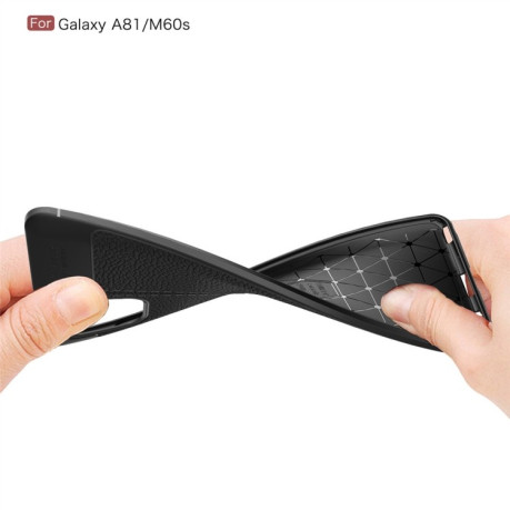 Ударозашитный чехол Litchi Texture на Samsung Galaxy Note 10 Lite/A81 / M60s -черный