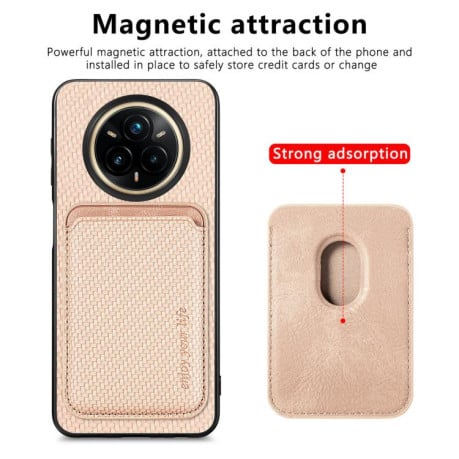 Чехол Carbon Fiber Leather Card Magnetic на Realme 14 Pro+ - хаки