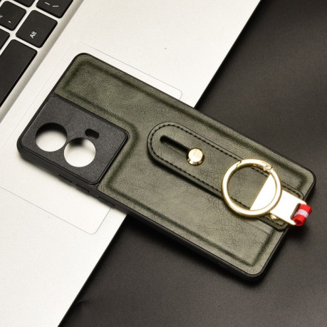 Противоударный чехол Wristband Leather Back для Motorola Moto G85 5G - зеленый