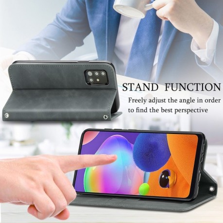 Чехол-книжка Retro Skin Feel Business Magnetic на Samsung Galaxy A32 5G- серый