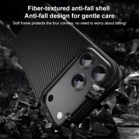 Противоударный чехол Kevlar Fiber с MagSafe на iPhone 17 Pro - черный