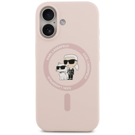 Оригінальний силіконовий чохол Karl Lagerfeld Silicone Karl Choupette Ring з MagSafe на iPhone 17 - Pink
