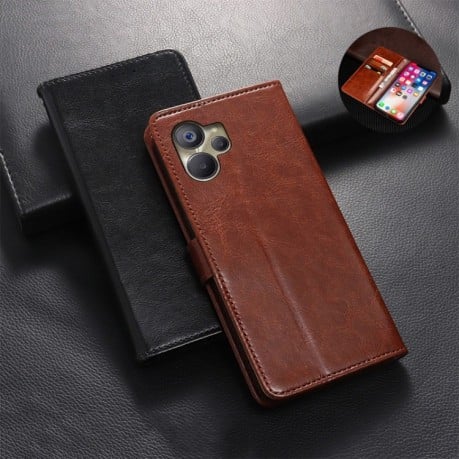 Чехол-книжка idewei Crazy Horse Texture для Realme 10 5G - коричневый