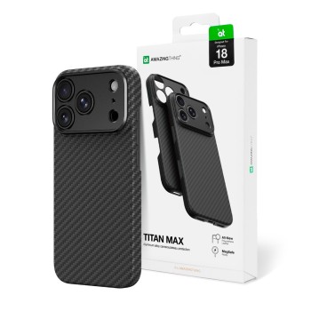 Оригинальный арамидный чехол AmazingThing Titan Max Lens с MagSafe на iPhone 18 Pro Max — чёрный
