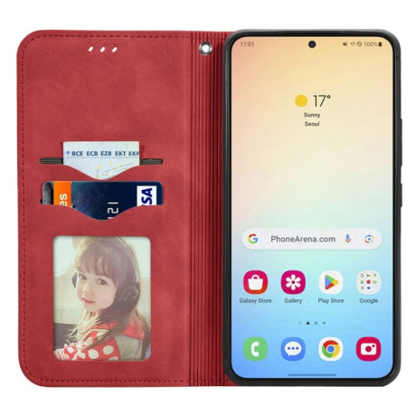 Чохол-книжка Retro Skin Feel Business Magnetic  для Samsung Galaxy S25+ 5G - червоний