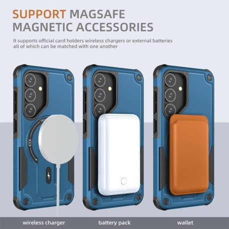Протиударний чохол MagSafe Holder Armor PC Hybrid  для Samsung Galaxy S24+ 5G / S25+ 5G - синій