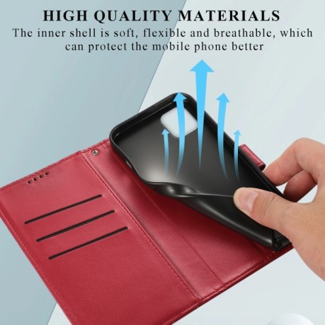 Чехол-книжка протиударний PU Genuine Leather Texture Embossed Line для Samsung Galaxy A05 - красный
