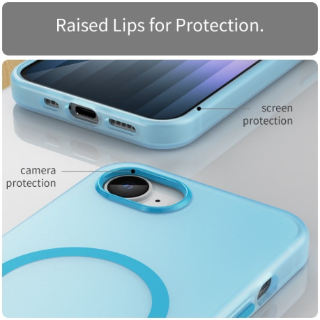Протиударний чохол MagSafe Frosted Translucent TPU+PC для iPhone 16e - синій
