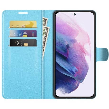 Чехол-книжка Litchi Texture на Samsung Galaxy S22 Plus 5G - синий