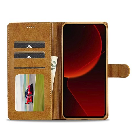 Чохол книжка LCIMEEKE Calf Texture на Xiaomi 14T Pro - коричневий