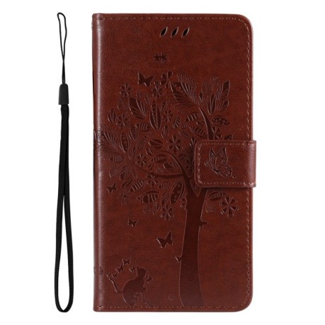 Чехол-книжка Cat Embossing Pattern на Vivo Y11s/Y12A/Y12s/Y20/Y20A/Y20s/Y20G/Y20SG - кофейный